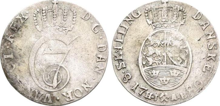 8 Skilling Kongsberg 1780 Hiab Norwegen: Christian Vii, 1..., Postzegels en Munten, Munten | Europa | Niet-Euromunten, België