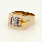 Bague - 18 carats Or jaune Diamant (Naturelle) - Robijn, Nieuw
