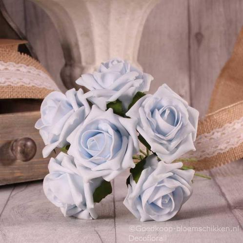 Foam Roos 6cm Tea Rose X6 Baby Blue Foamroos, Maison & Meubles, Accessoires pour la Maison | Plantes & Fleurs artificielles