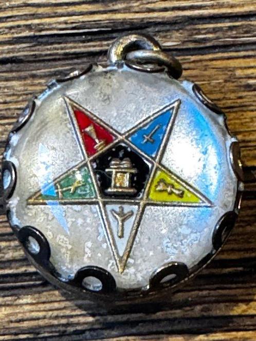 Pendentif Masonic Étoile de lEst en verre bombé 1888 -, Verzamelen, Militaria | Algemeen