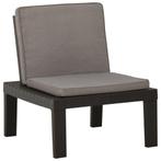 vidaXL Loungestoel met kussen kunststof grijs, Tuin en Terras, Tuinstoelen, Verzenden, Nieuw
