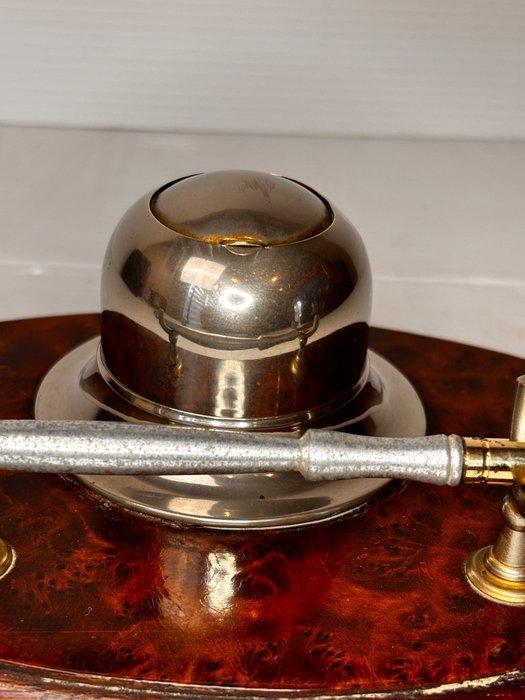 Inktpot - Hout (Mahonie), Messing, Antiek en Kunst, Curiosa en Brocante