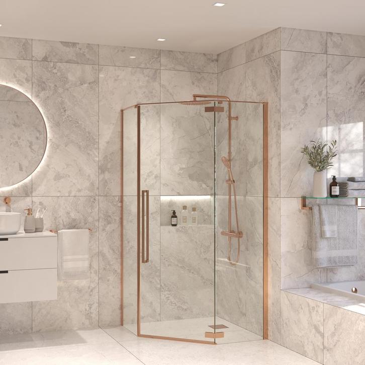 Vijfhoekige Douchecabine Sanivo Vigo 100x100x200 cm, Doe-het-zelf en Bouw, Sanitair, Overige typen, Nieuw, Chroom, Ophalen of Verzenden