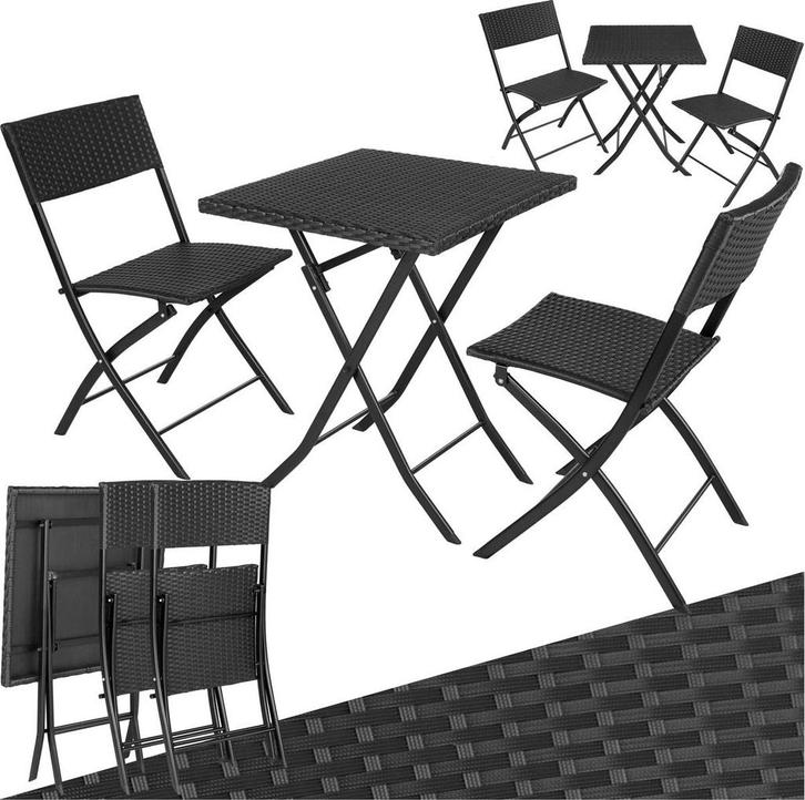 tectake® - Wicker Balkon- of Tuinbistroset - Zitgroep met 2, Tuin en Terras, Tuinsets en Loungesets, Nieuw, Verzenden