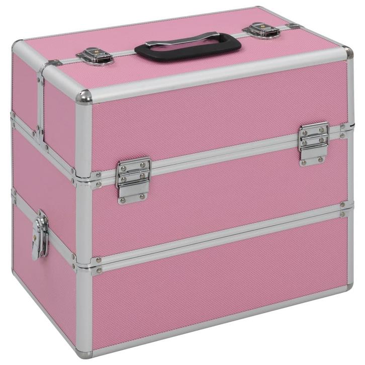 vidaXL Make-up koffer 37x24x35 cm aluminium roze, Handtassen en Accessoires, Toilettassen, Nieuw, Verzenden