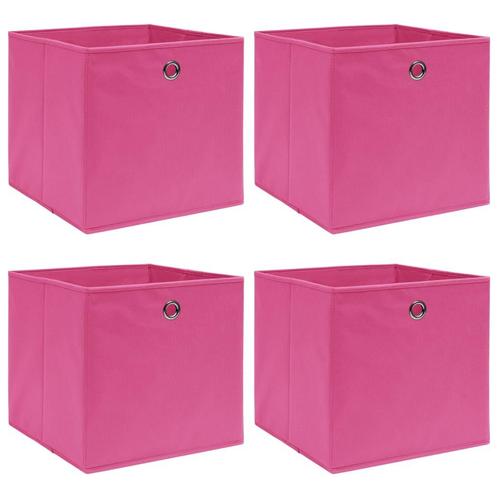 vidaXL Opbergboxen 4 st 32x32x32 cm stof roze, Doe-het-zelf en Bouw, Kratten en Dozen, Nieuw, Verzenden