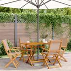 vidaXL Tuinstoelen 4 st inklapbaar stof en massief hout, Tuin en Terras, Tuinstoelen, Verzenden, Nieuw