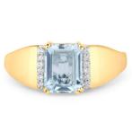 Ring - 14 karaat Geel goud - 1.59ct. tw. Aquamarijn -, Handtassen en Accessoires, Nieuw