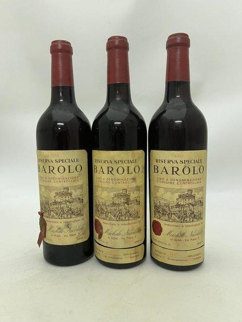 1958 Michele Nicolello - Barolo Riserva - 3 Flessen (0.72L), Collections, Vins