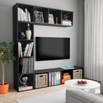 vidaXL 3-delige Boekenkast-/tv-meubelset 180x30x180 cm zwart, Huis en Inrichting, Kasten | Boekenkasten, Verzenden, Nieuw