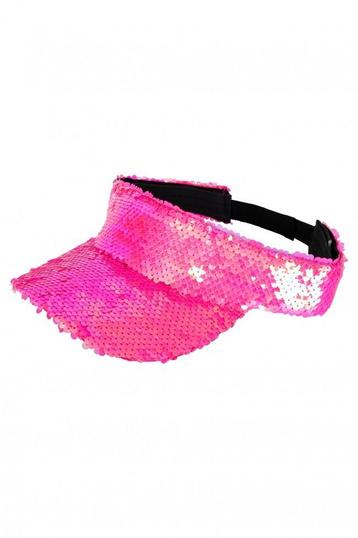 Zonneklep Roze Sequin Gekleurde Pet met Pailletten Glitter O