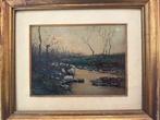 Edoardo Togni (1884-1962) - Tramonto sul ruscello, Antiek en Kunst