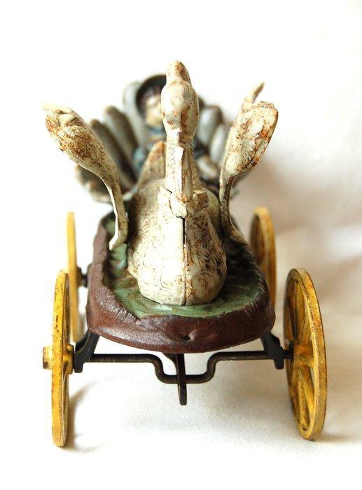 J & E Stevens - Jouet - Cast Iron Swan Chariot Toy - Antique, Antiek en Kunst, Antiek | Speelgoed