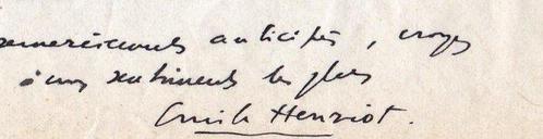 Emile Henriot - [ Louise Colet ] Lettre autographe signée -, Verzamelen, Film en Tv