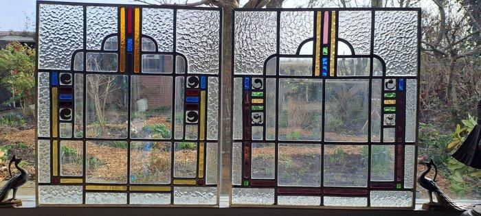 Art Deco Glas-in-loodraam (2) - 1920-1930, Antiquités & Art, Art | Objets design