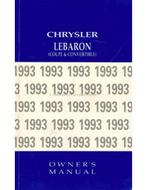 1993 CHRYSLER LE BARON INSTRUCTIEBOEKJE ENGELS (USA)