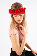Rozenkrans 5 Rode Rozen Rood Bloemenkrans Haar Bloemen Haarb, Kleding | Dames, Nieuw, Ophalen of Verzenden