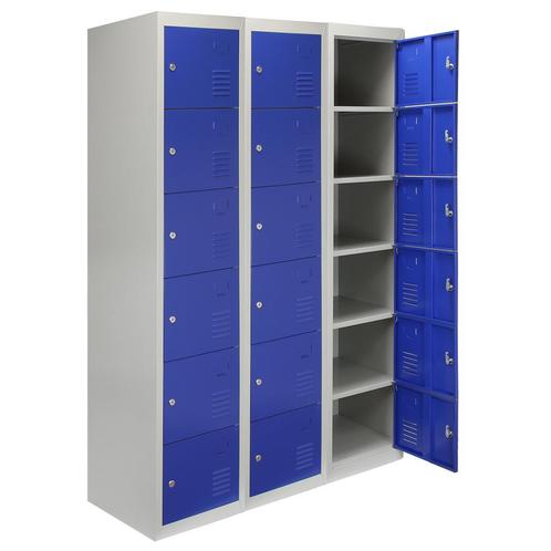 3 x Lockerkast Metaal - Blauw - Zesdeurs - Flatpack, Maison & Meubles, Armoires | Casiers, Envoi