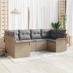 vidaXL 6-delige Tuinbankset met Kussens in Beige Poly Rattan, Tuin en Terras, Verzenden, Nieuw