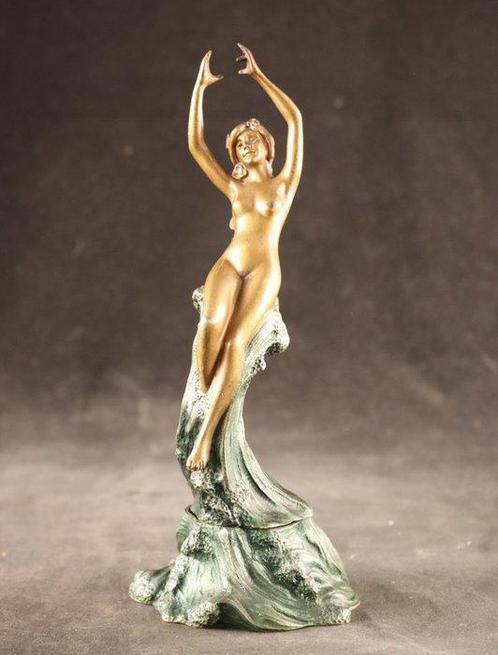 Weens bronzen - Sculpture, Naakte waternimf - 20 cm - Bronze, Antiek en Kunst, Kunst | Designobjecten