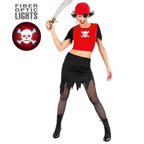 Piraat Kostuum Rood Zwart Dames, Kleding | Dames, Carnavalskleding en Feestkleding, Nieuw, Verzenden