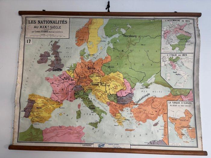 Louis André - Affiche scolaire ancienne Nationalités en, Antiek en Kunst, Antiek | Wandborden en Tegels