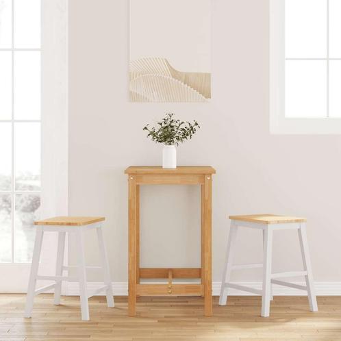 vidaXL Barstoelen 2 st massief hout wit, Huis en Inrichting, Barkrukken, Nieuw, Verzenden