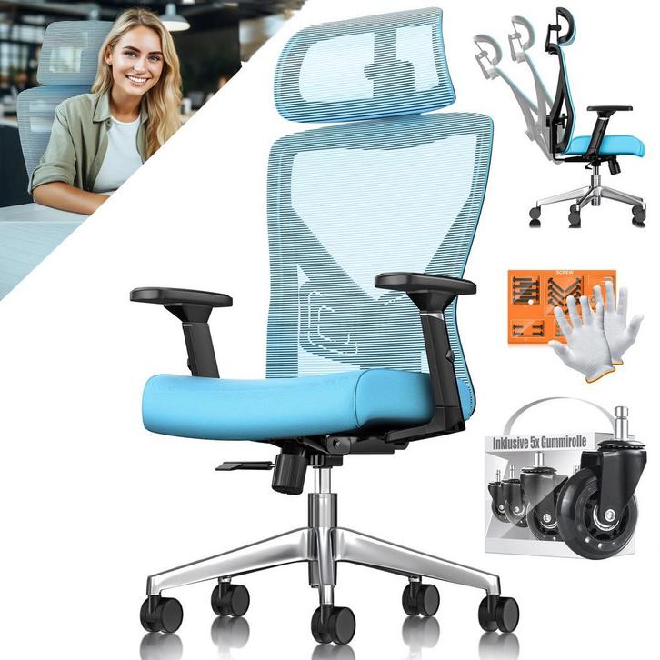 Ergonomische Bureaustoel - Gamestoel - Office Chair - Blauw, Huis en Inrichting, Overige Huis en Inrichting, Verzenden