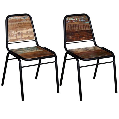 vidaXL Eetkamerstoelen 2 st massief gerecycled hout, Huis en Inrichting, Stoelen, Nieuw, Verzenden