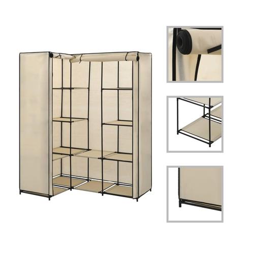 vidaXL Hoekkledingkast 130x87x169 cm crème, Huis en Inrichting, Kasten | Kleerkasten, Nieuw, Verzenden