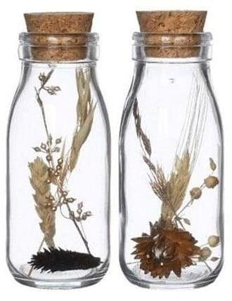 Vaasje milk bottle naturel met kurk incl. droogbloemen 14×6, Hobby en Vrije tijd, Knutselen, Nieuw