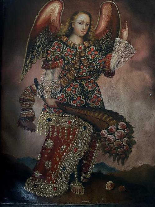 Cuzco School (XX) - Archangel St Gabriel with Cornucoppia, Antiek en Kunst, Kunst | Niet-Westerse kunst