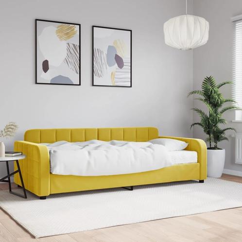 vidaXL Slaapbank met matras 90x200 cm fluweel geel, Huis en Inrichting, Slaapkamer | Bedden, Nieuw, Verzenden