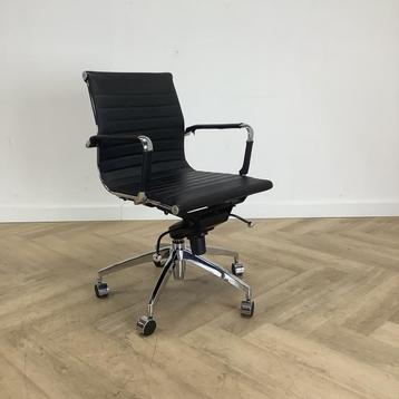 Design vergaderstoel / bureaustoel, vv zwart leren bekleding beschikbaar voor biedingen