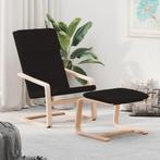 vidaXL Chaise de relaxation avec repose-pied Noir Tissu, Neuf, Verzenden