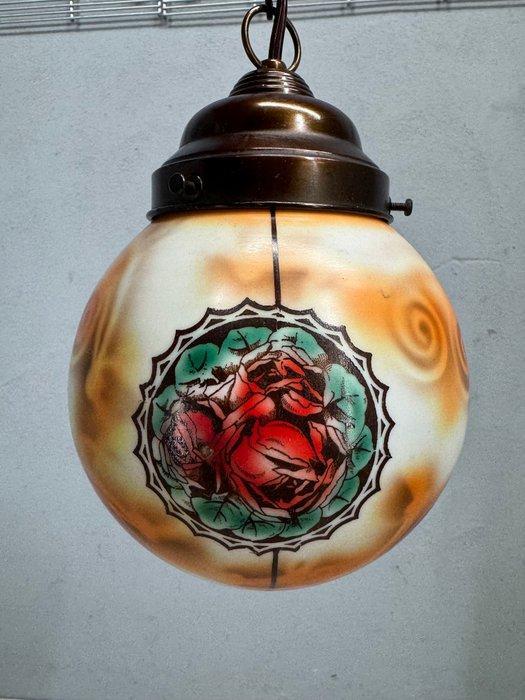 Lamp - Glas, Metaal - Art deco hanglamp, Antiek en Kunst, Kunst | Designobjecten