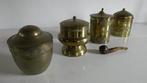 Antieke koper art nouveau tabakspotten met pijp - Pot à