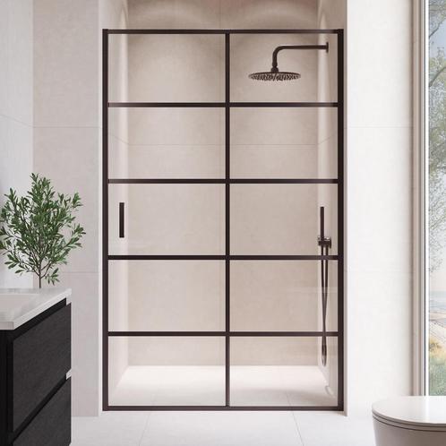 Douchewand Calgary 100 x 190 cm - Met Lijnen - Zwart, Doe-het-zelf en Bouw, Sanitair, Nieuw, Verzenden