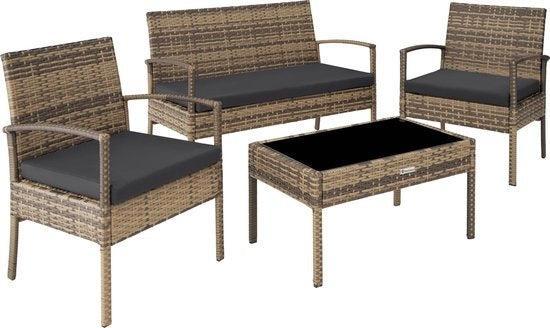 2dekans | tectake® - Wicker zitgroep tuinset loungeset -, Tuin en Terras, Tuinsets en Loungesets, Ophalen of Verzenden