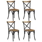 vidaXL Kruisstoelen 4 st massief mangohout zwart, Huis en Inrichting, Stoelen, Verzenden, Nieuw