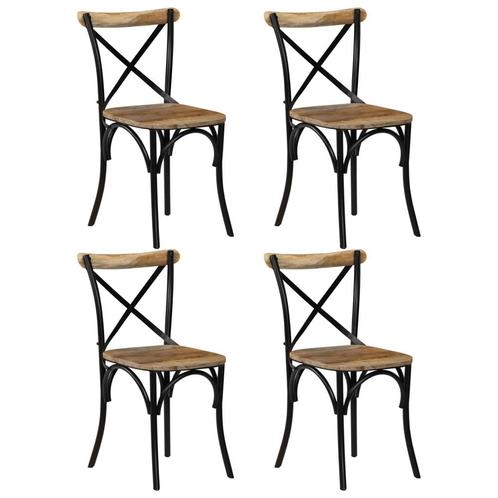 vidaXL Kruisstoelen 4 st massief mangohout zwart, Huis en Inrichting, Stoelen, Nieuw, Verzenden