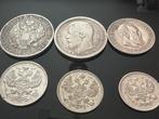 Rusland. A very interesting lot of 6x Imperial Silver Coins,