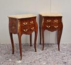 Paar marquetry Table de Chevet - Commode (2) - Marmer,, Antiek en Kunst