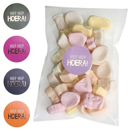 25x Uitdeelzakjes + Sluitstickers Hiep Hiep Hoera! Mix -, Diversen, Cadeauverpakkingen, Verzenden