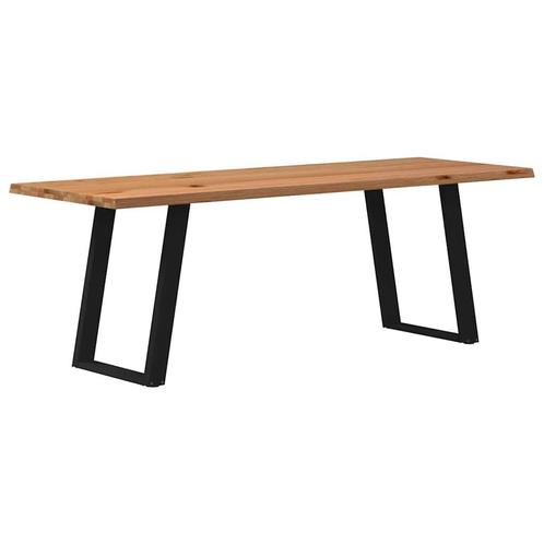vidaXL Eettafel met natuurlijke rand 220x80x74 cm massief, Huis en Inrichting, Tafels | Eettafels, Nieuw, Verzenden