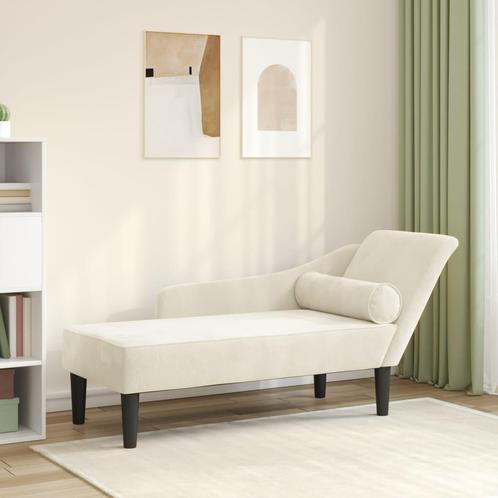 vidaXL Chaise longue met kussens fluweel crèmekleurig, Huis en Inrichting, Zetels | Zetels en Chaises Longues, Nieuw, Verzenden