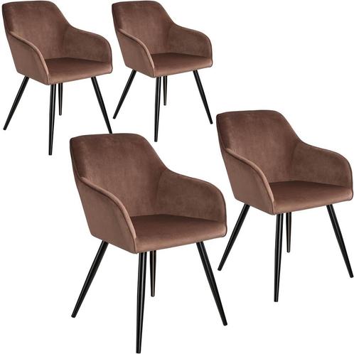 tectake Eetkamerstoel Marilyn fluweellook, zwarte stoelpoten, Huis en Inrichting, Stoelen, Verzenden