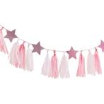 Roze Tassel Slinger Sterretjes 2m, Verzenden, Nieuw