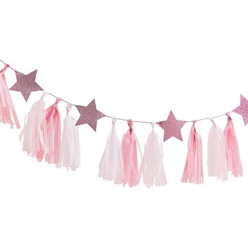 Roze Tassel Slinger Sterretjes 2m, Hobby en Vrije tijd, Feestartikelen, Nieuw, Verzenden