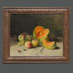 Baron Deslandes (1832-1917) - Natura morta con melone e